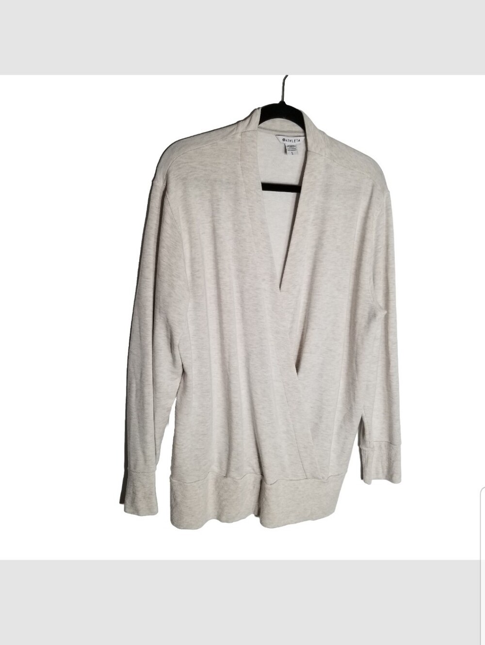 Athleta Purana V Neck Wrap Sweatshirt Cardigan Women's Size Large Beige Cream